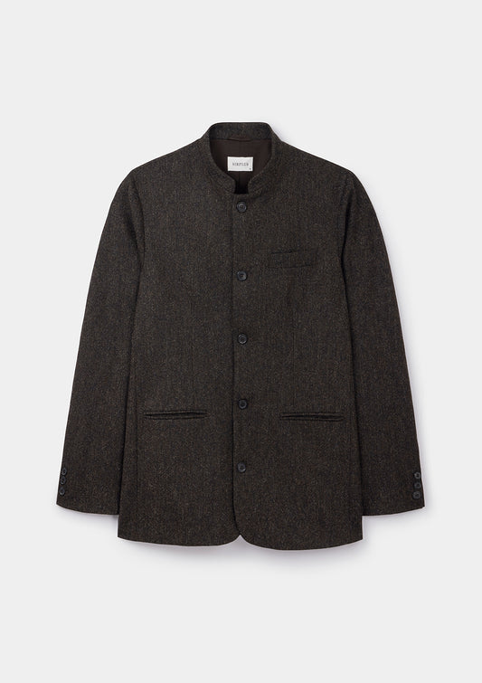Deep Umber Wool Nehru Jacket