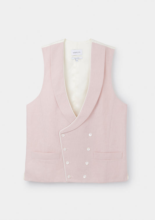 Dusty Pink Shawl Lapel Double-Breasted Waistcoat, Double Breasted Waistcoat - SIRPLUS