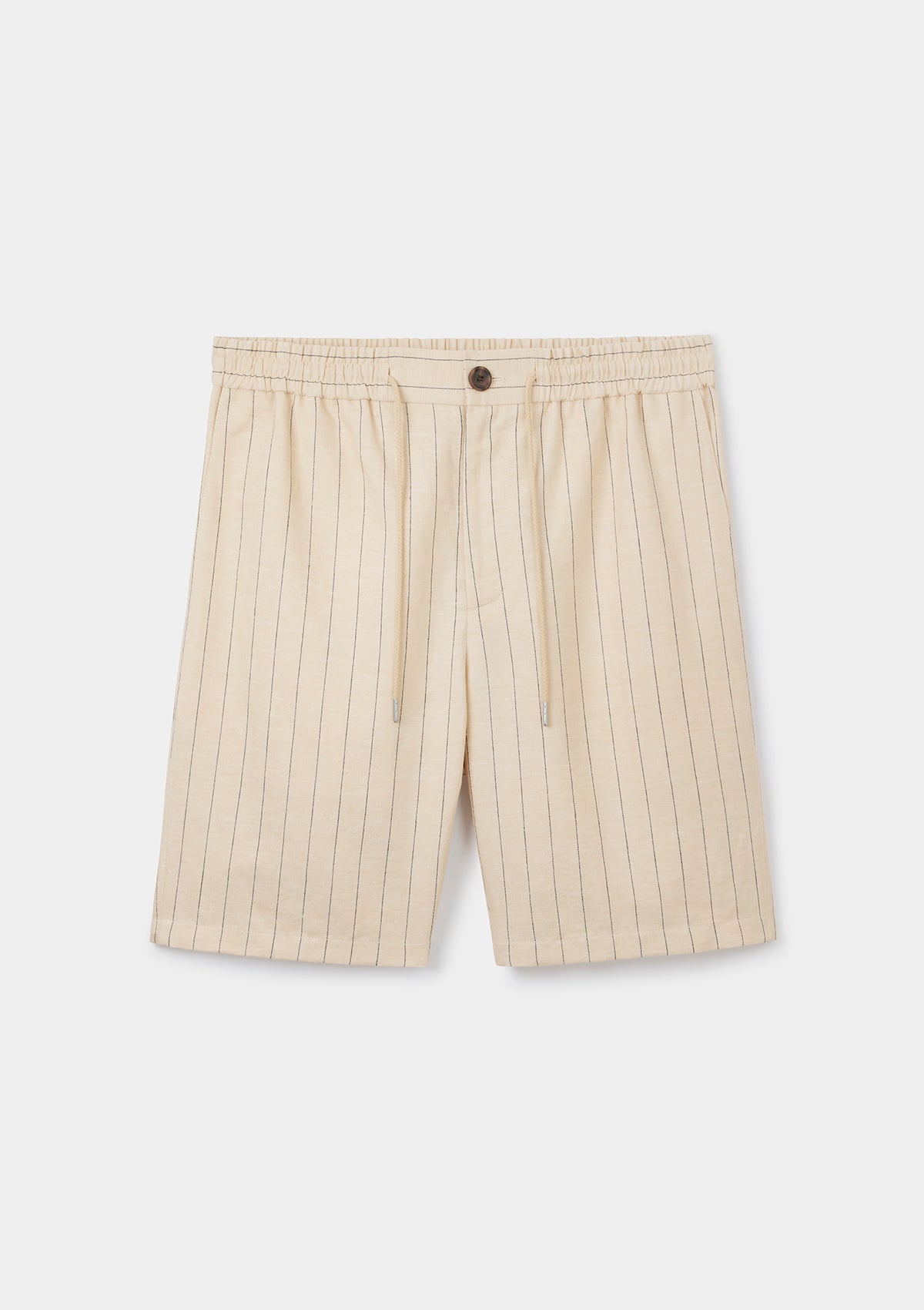 Ecru Pinstripe Drawstring Shorts, Shorts - SIRPLUS