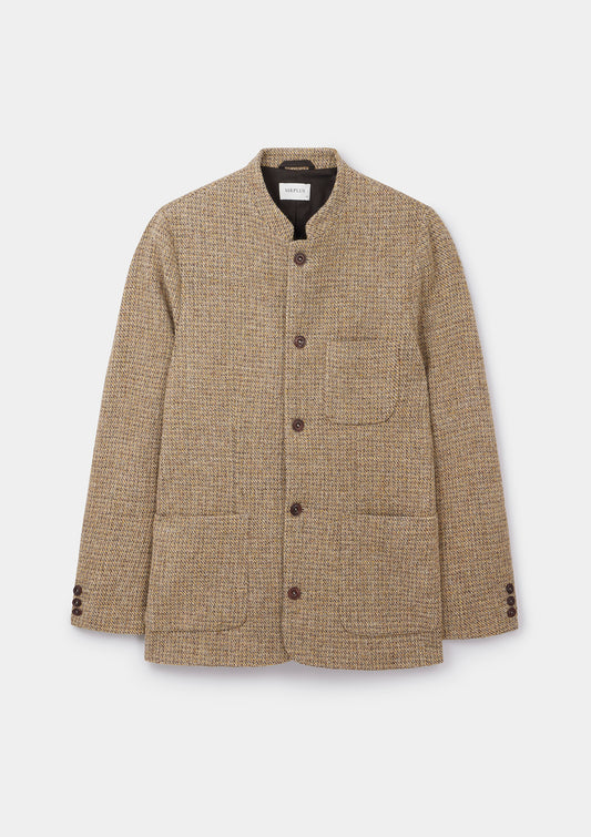 Golden Brown Harris Tweed Nehru Jacket