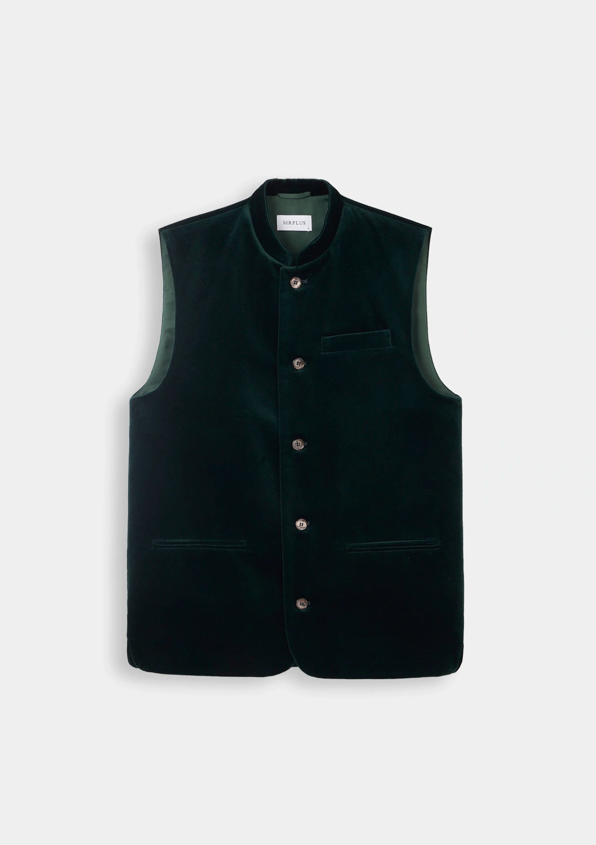 Forest Green Organic Velvet Nehru Waistcoat, Nehru Waistcoat - SIRPLUS