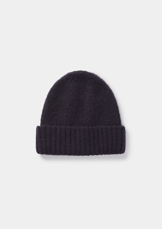 Ink Navy Lambswool Ribbed Beanie, Hat - SIRPLUS