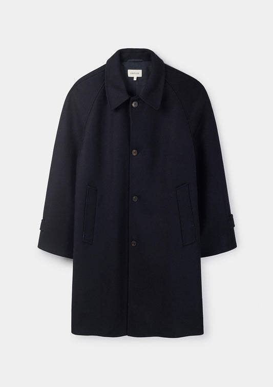 Ink Navy Wool Raglan Overcoat, Coat - SIRPLUS