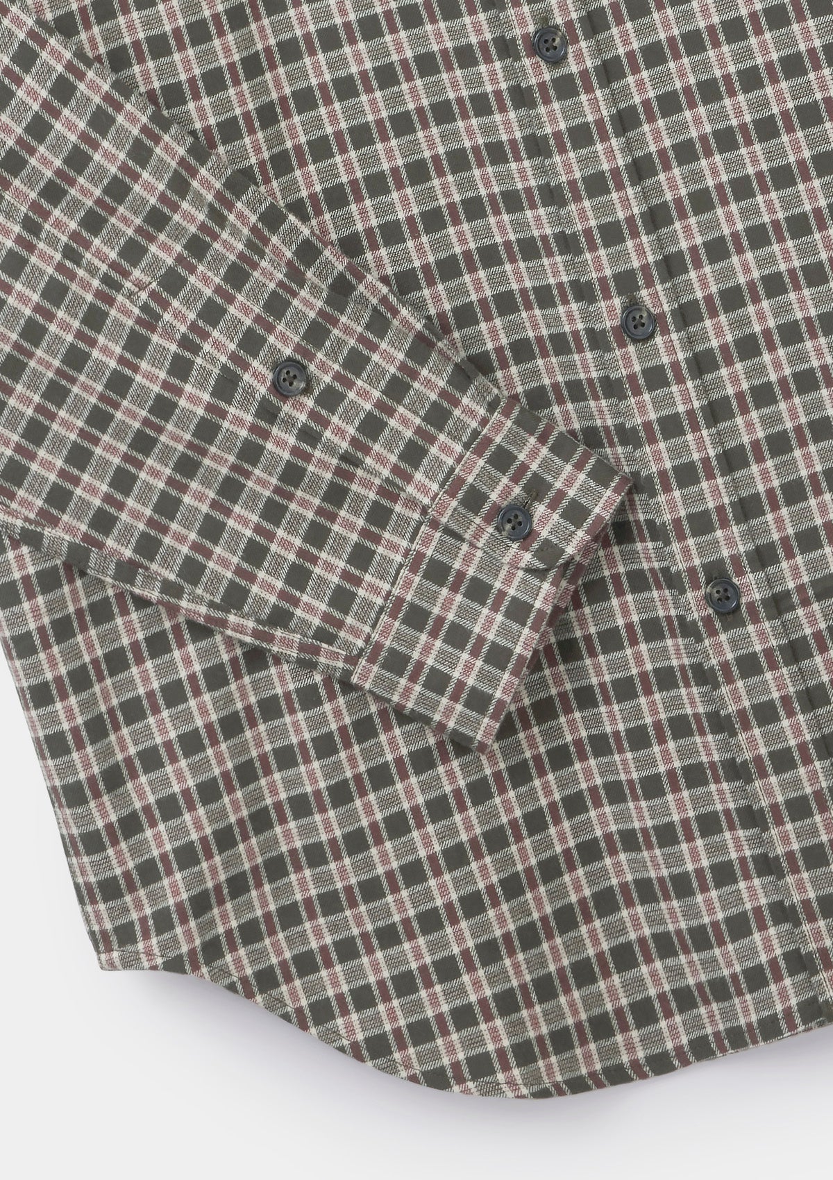 Moss and Maroon Check Flannel Shirt, Collar Shirt - SIRPLUS