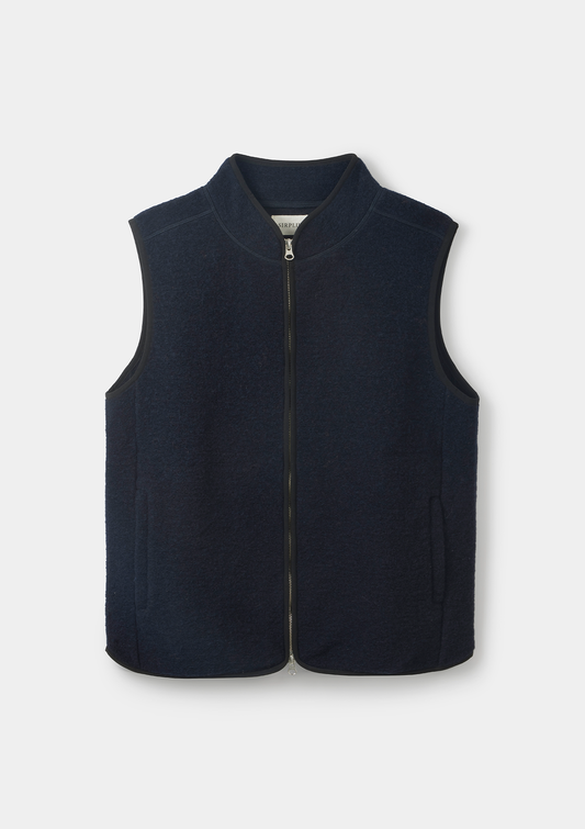 Navy Boiled Wool Gilet, Gilet - SIRPLUS