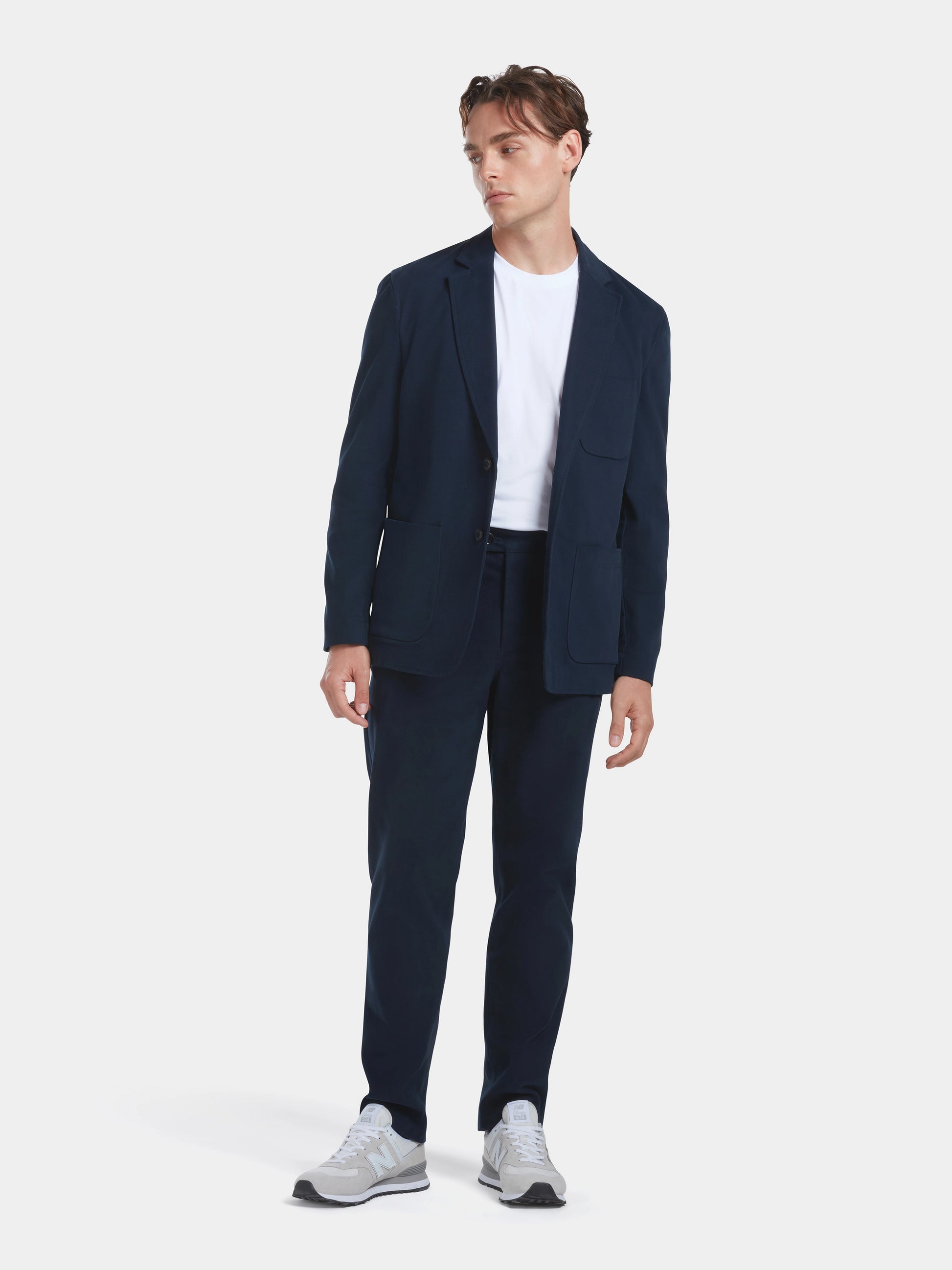 Navy Cotton Twill Blazer, Blazers - SIRPLUS