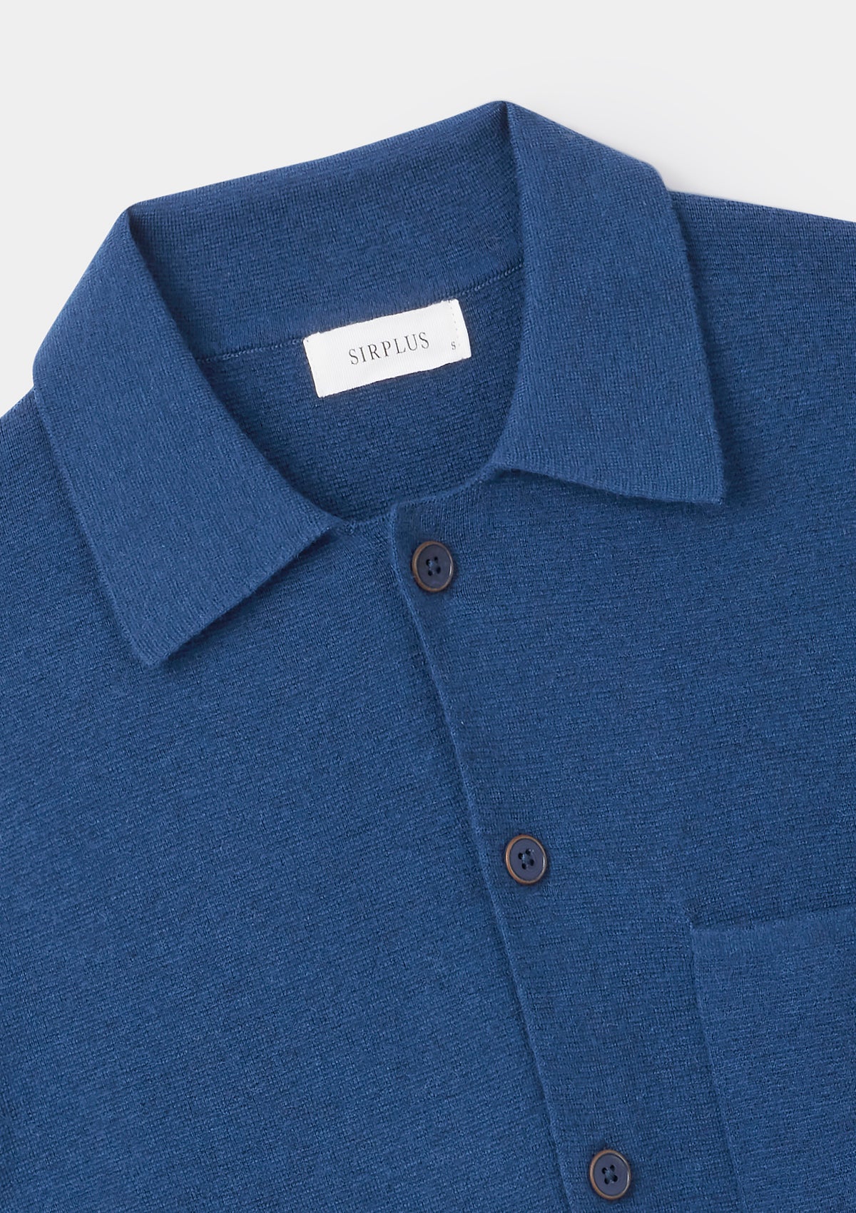 Petrol Blue Merino Knit Polo Shirt, Long-Sleeve Polo Shirt - SIRPLUS