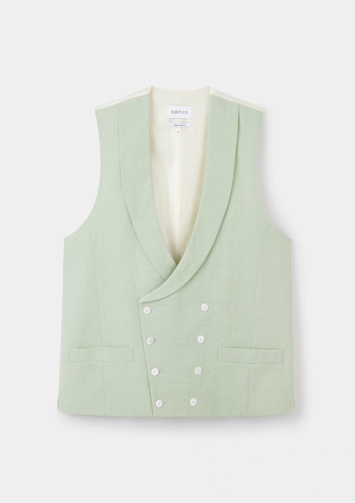 Pistachio Shawl Lapel Double-Breasted Waistcoat, Double Breasted Waistcoat - SIRPLUS