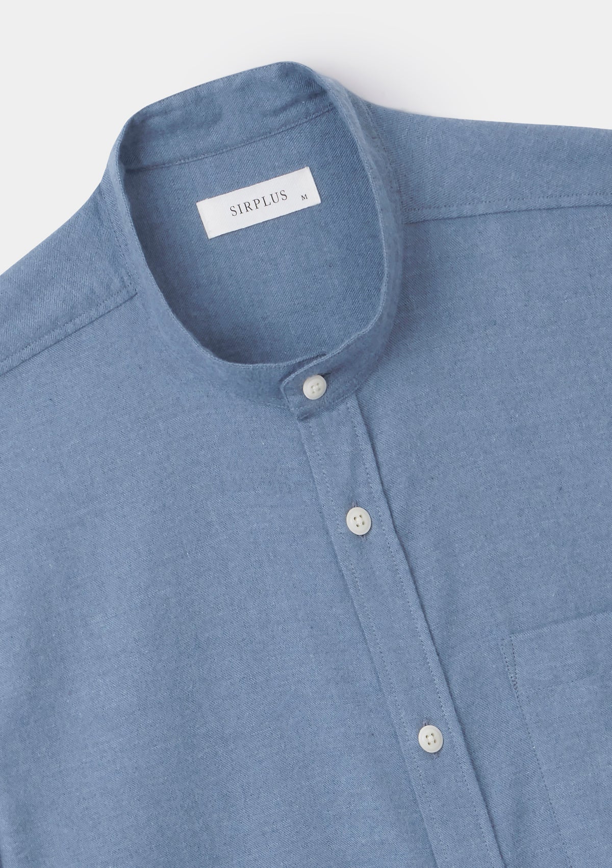 Washed Blue Brushed Cotton Grandad Shirt, Grandad Shirt - SIRPLUS
