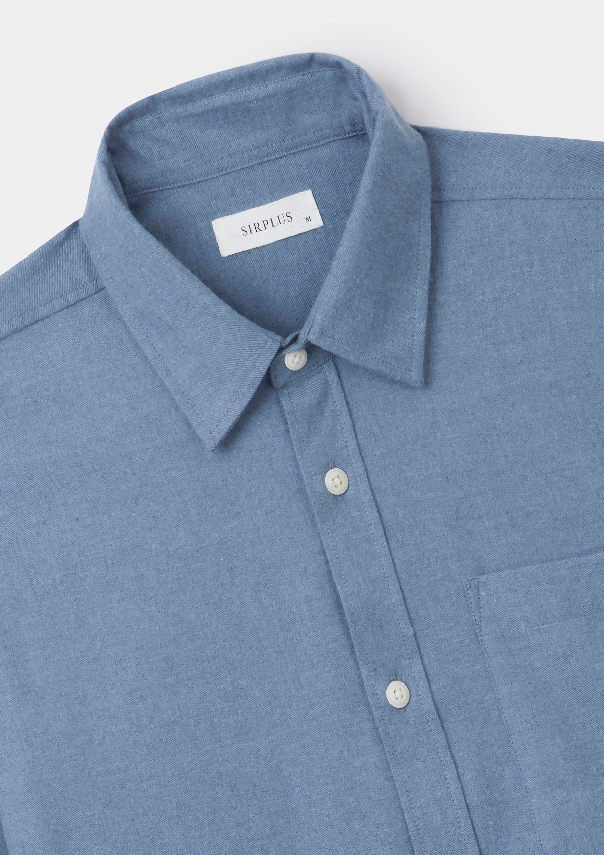 Washed Blue Brushed Cotton Shirt, Collar Shirt - SIRPLUS