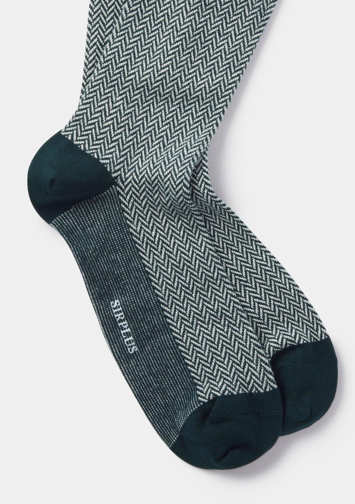 Bottle Green Herringbone Socks, Socks - SIRPLUS