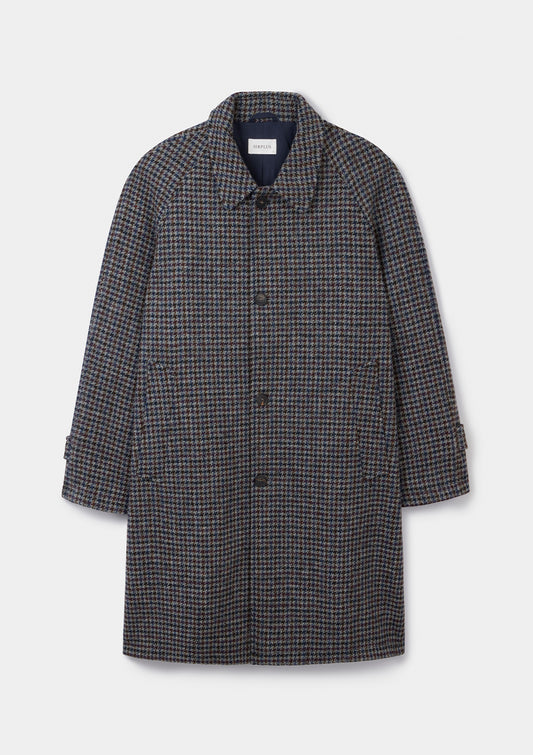 Houndstooth Check Harris Tweed Overcoat, Coat - SIRPLUS