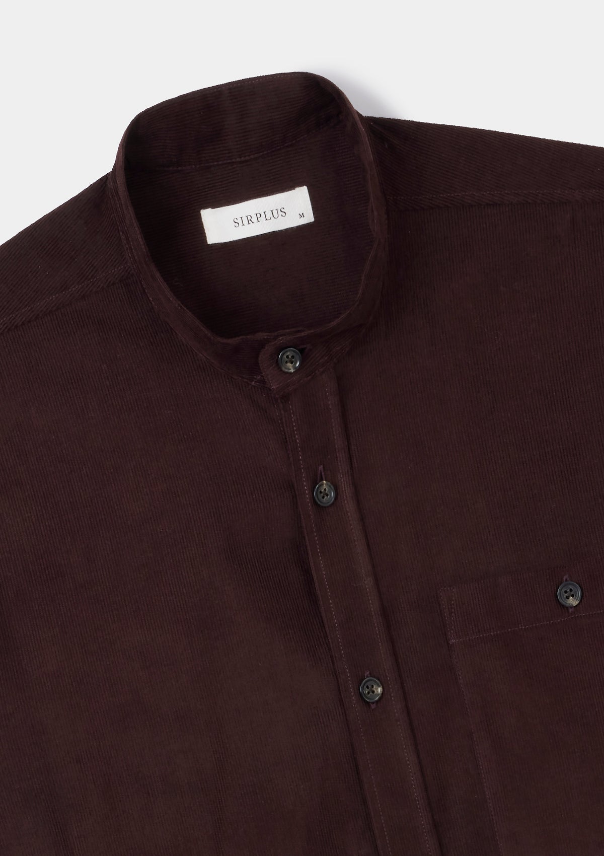 Mahogany Needlecord Grandad Shirt, Grandad Shirt - SIRPLUS