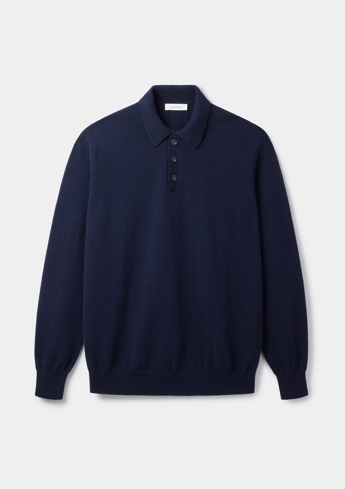 Navy Cashmere Long Sleeve Polo, Knit Polo - SIRPLUS
