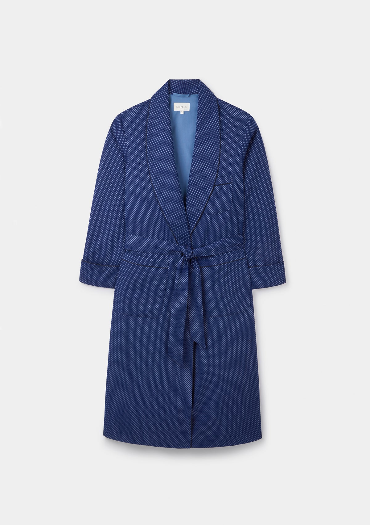 Navy Cotton Dobby Dressing Gown, Dressing Gown - SIRPLUS