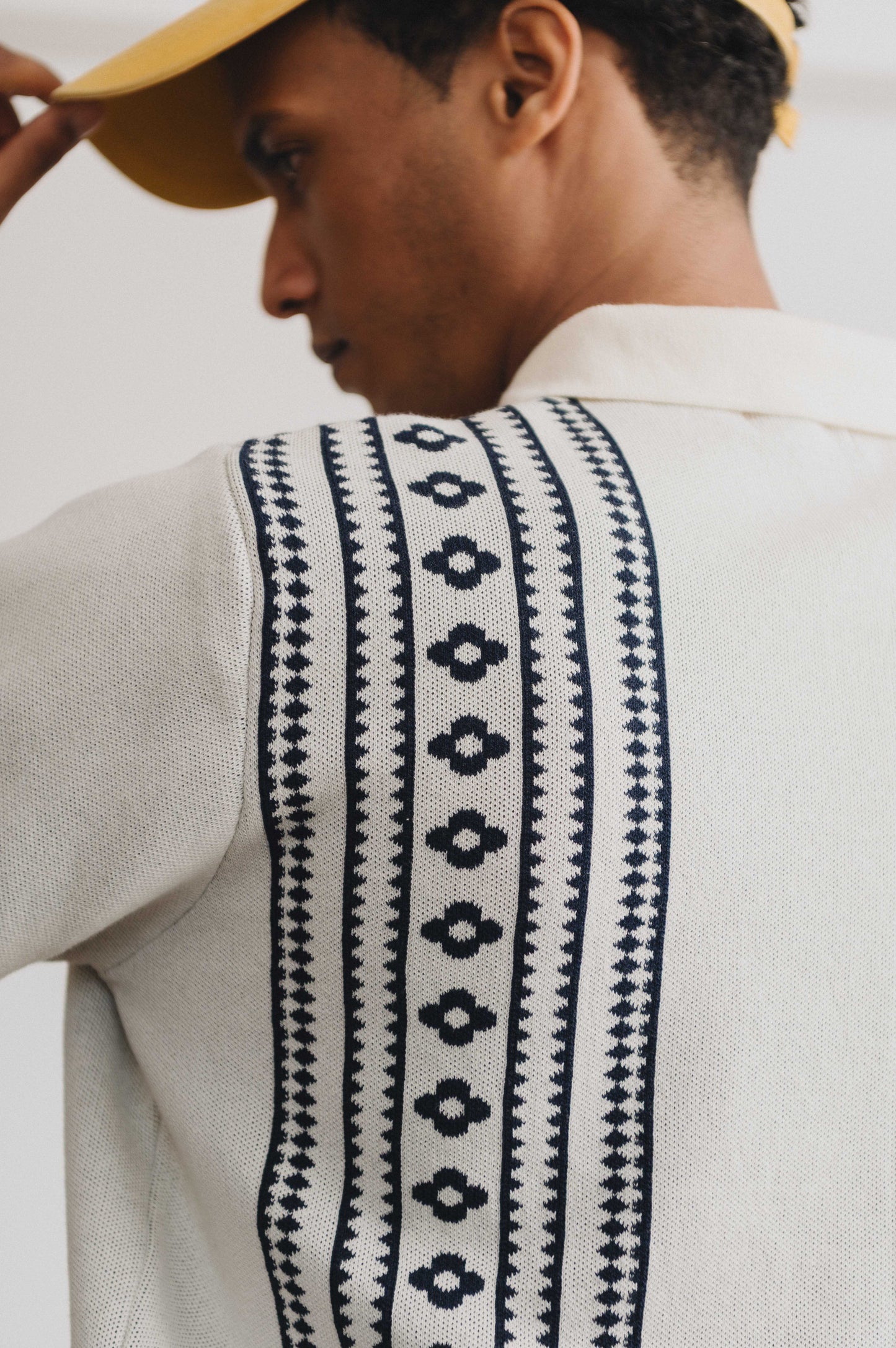 Navy Flower Jacquard Polo, Polo Shirt - SIRPLUS