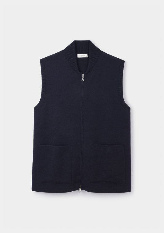 Navy Merino Knit Gilet, Gilet - SIRPLUS
