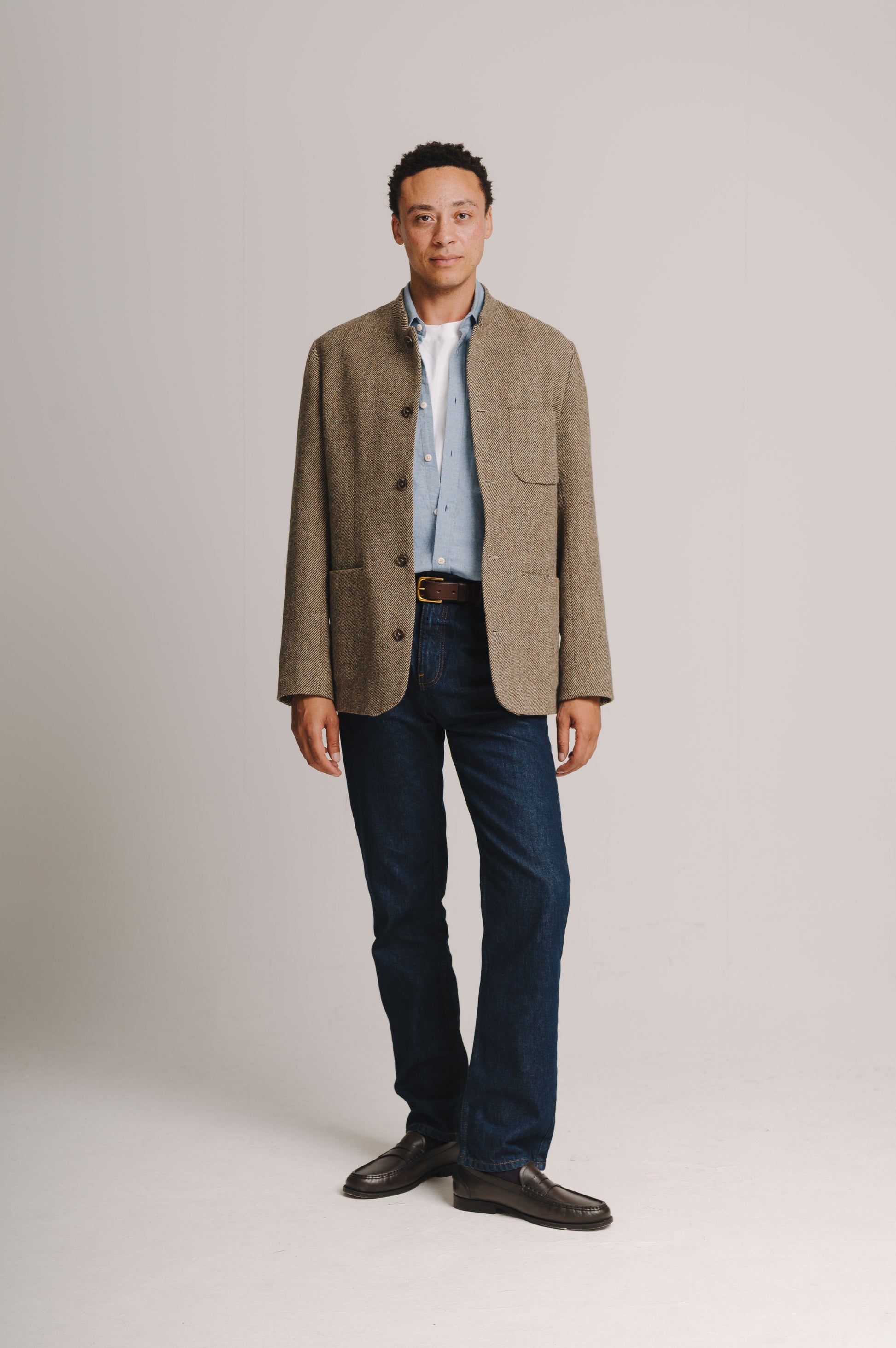 Peat Twill Donegal Tweed Nehru Jacket, Nehru Jacket - SIRPLUS