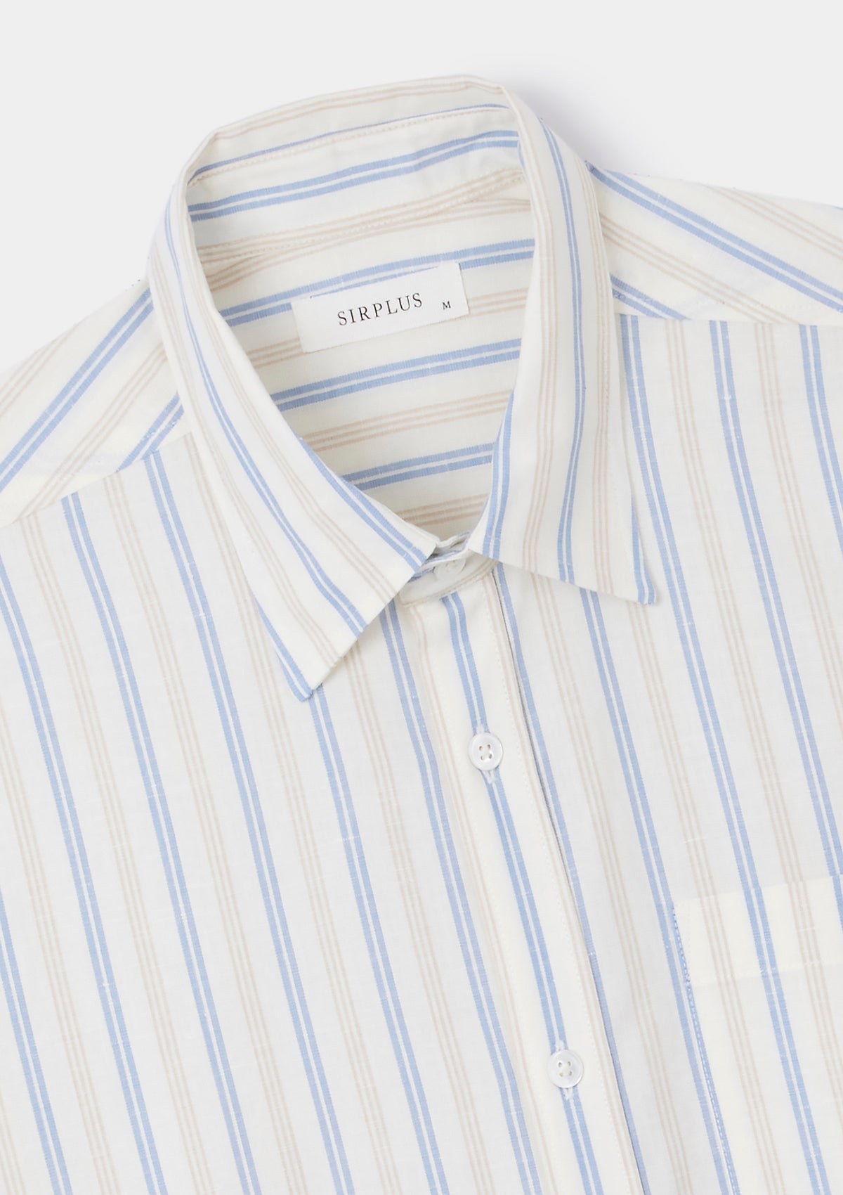 Sand & Blue Cotton Linen Stripe Shirt, Collar Shirt - SIRPLUS