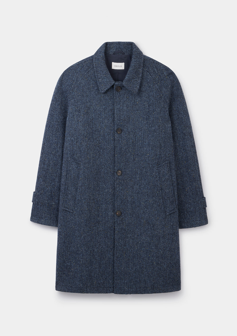 Slate Blue Herringbone Harris Tweed Overcoat, Coat - SIRPLUS