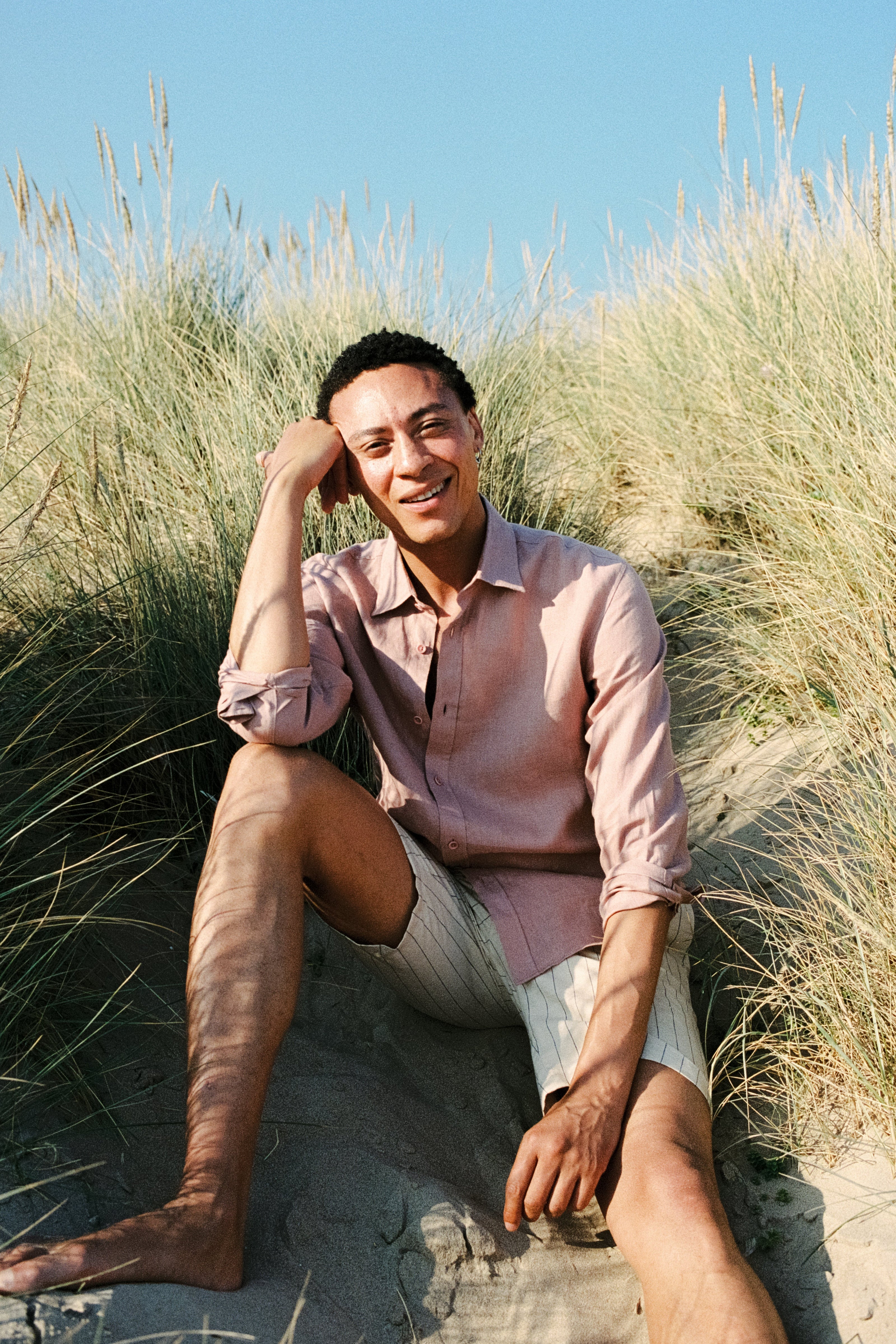 Chalk Pink Linen Collared Shirt, Collar Shirt - SIRPLUS