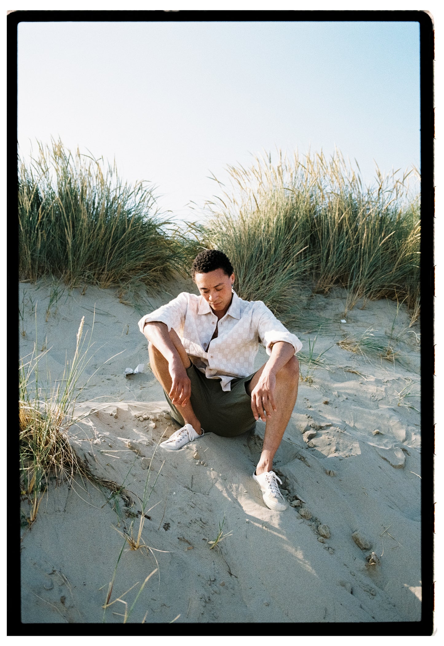 Lichen Green Cotton Linen Drawstring Shorts, Shorts - SIRPLUS