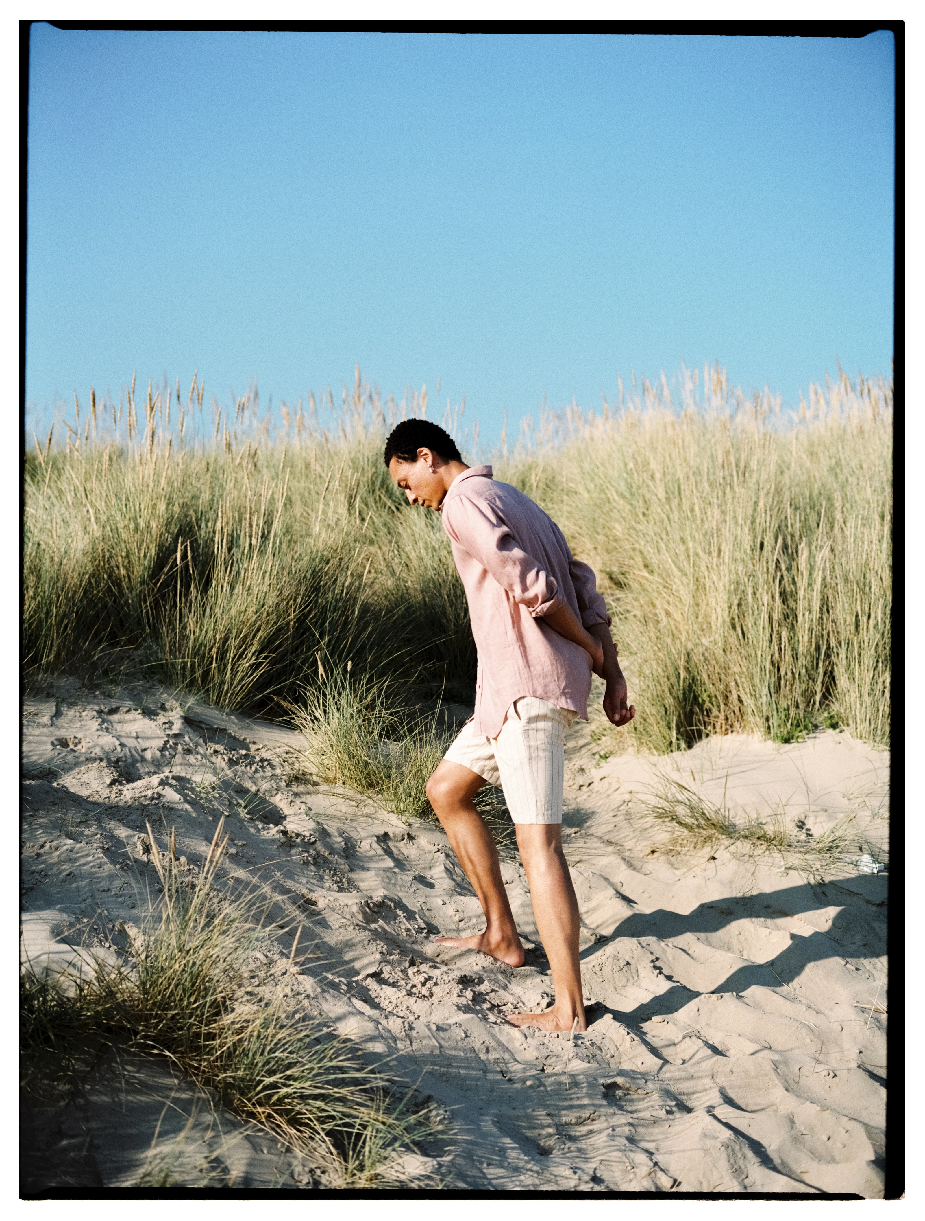 Chalk Pink Linen Collared Shirt, Collar Shirt - SIRPLUS