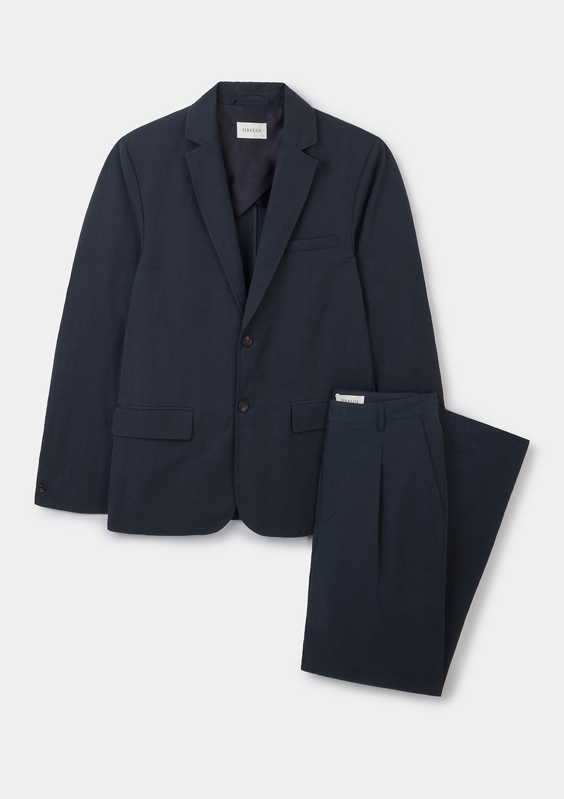 Navy Cotton Linen Pleated Trousers, Casual Trousers - SIRPLUS