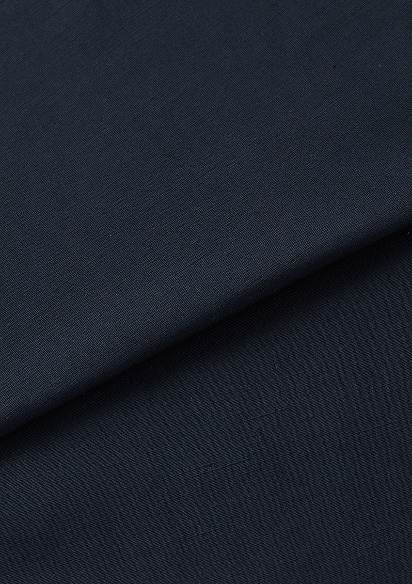 Navy Cotton Linen Pleated Trousers, Casual Trousers - SIRPLUS