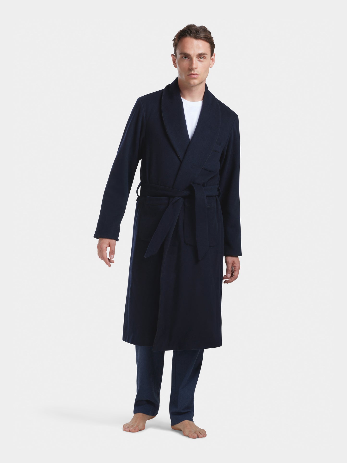Navy Cashmere Dressing Gown, Dressing Gown - SIRPLUS