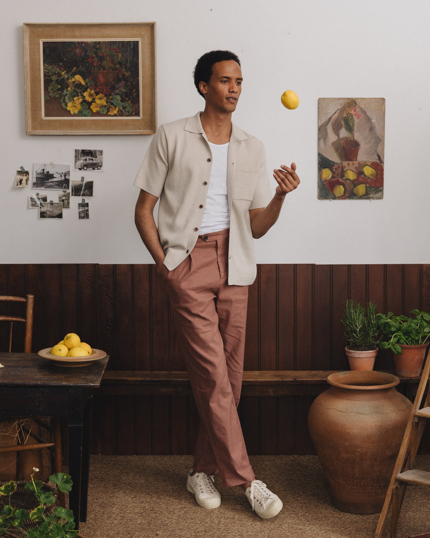 Chalk Cotton Knit Polo, Polo Shirt - SIRPLUS