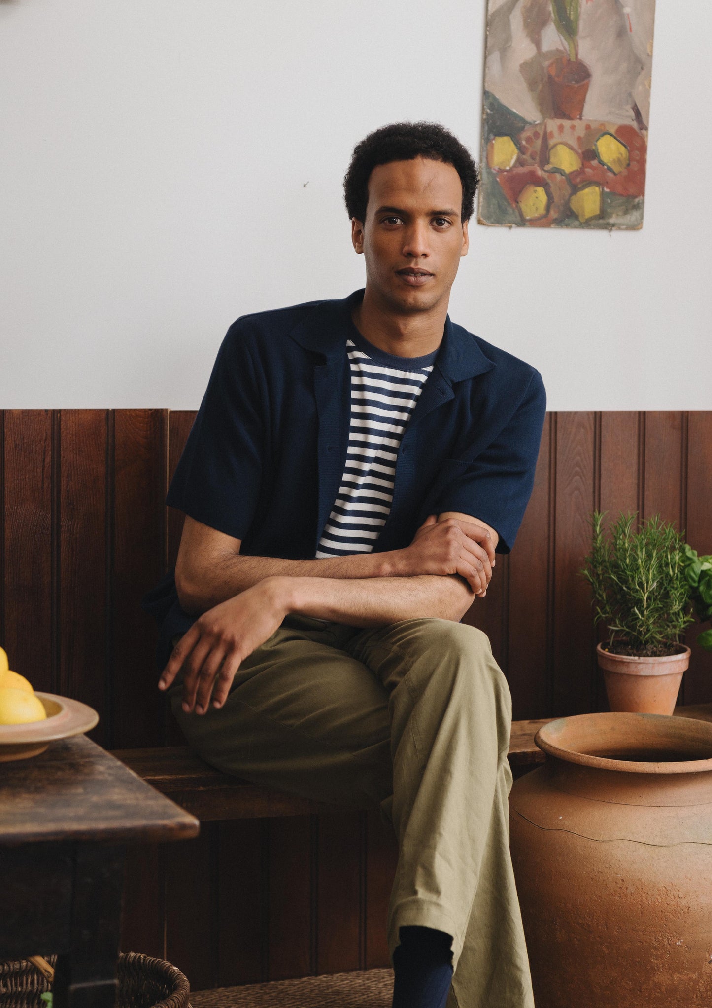 Navy Cotton Knit Polo, Polo Shirt - SIRPLUS