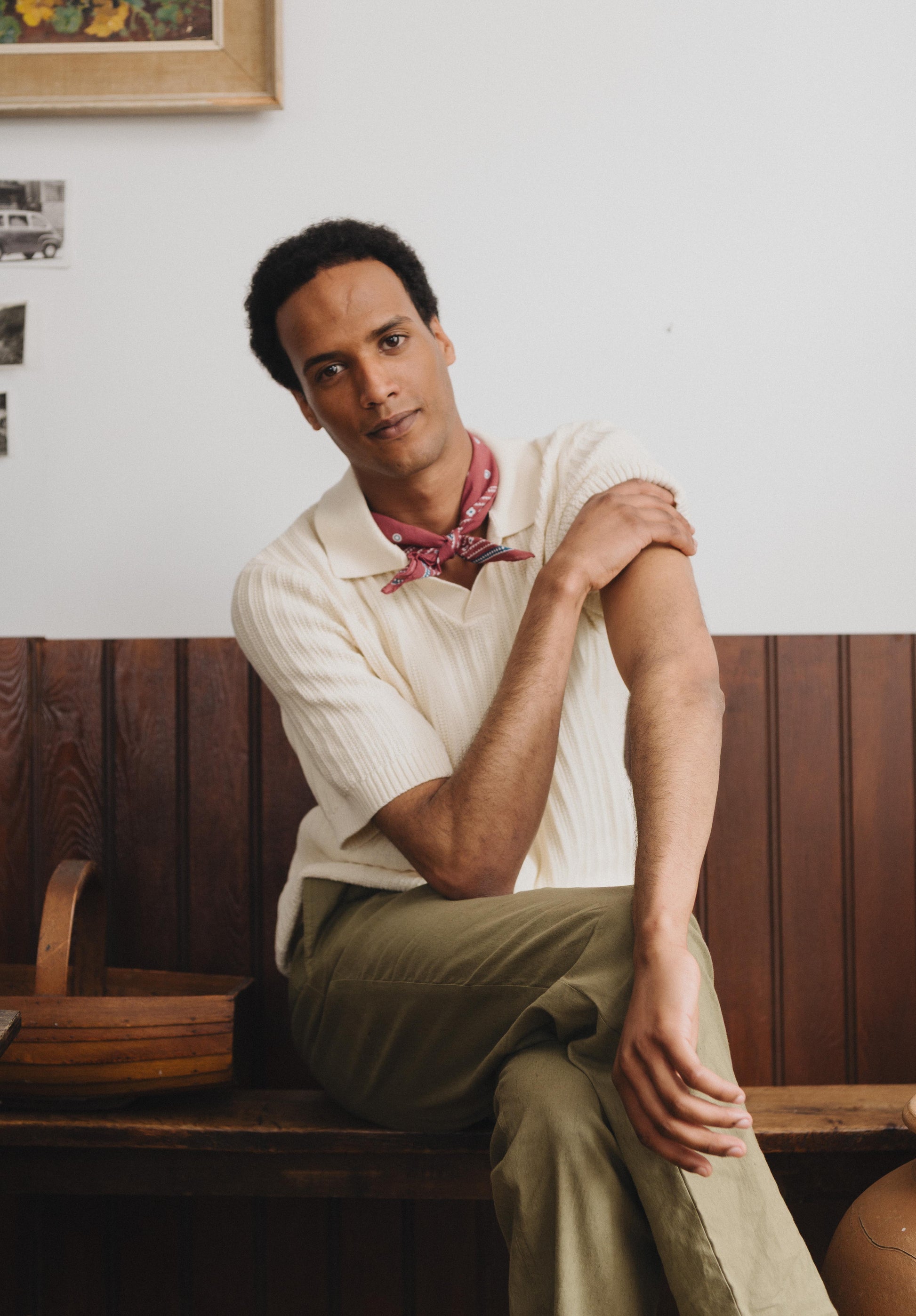 Cream Textured Rib Resort Polo, Polo Shirt - SIRPLUS