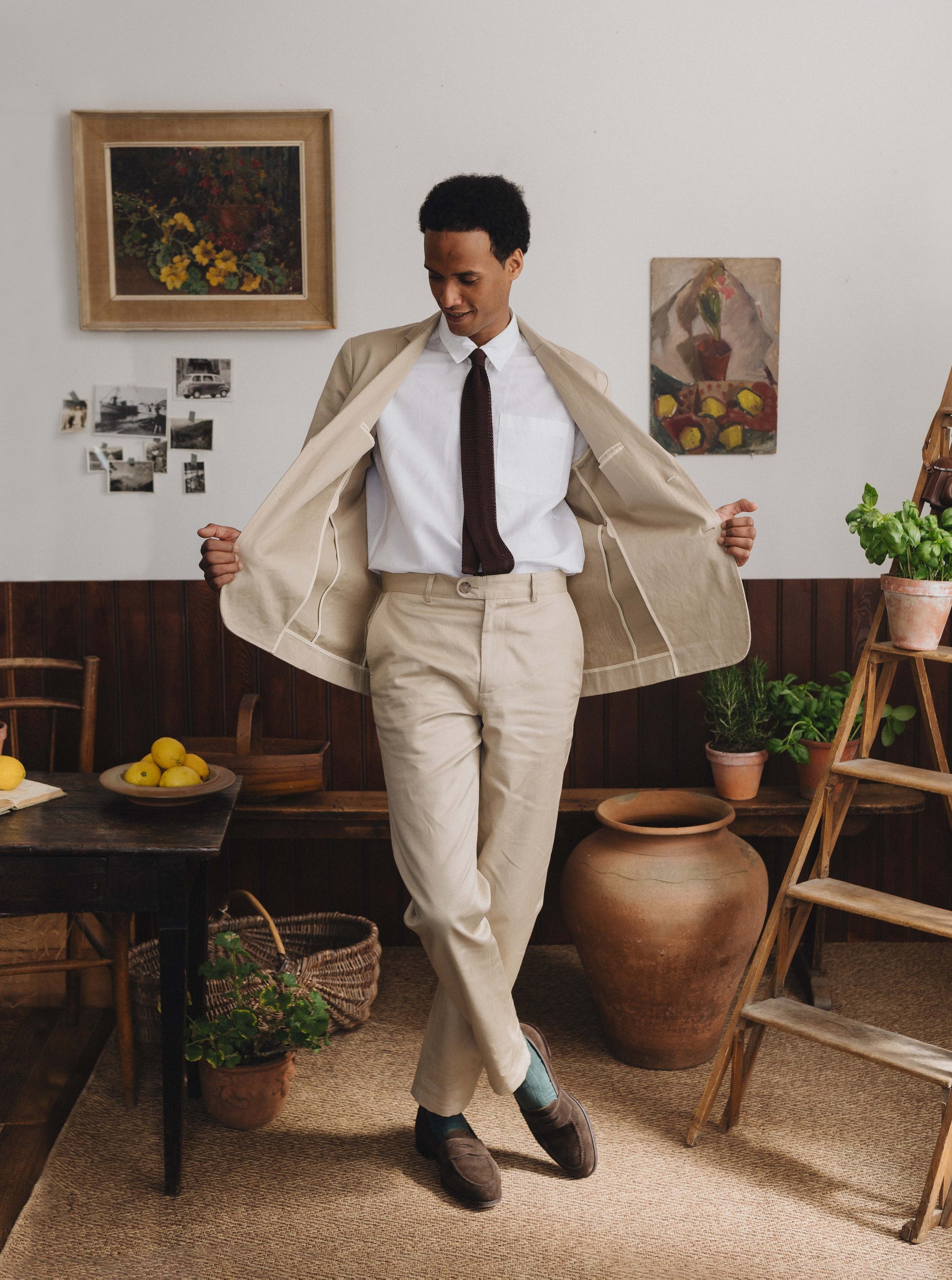 Beige Cotton Linen Suit, Suits - SIRPLUS