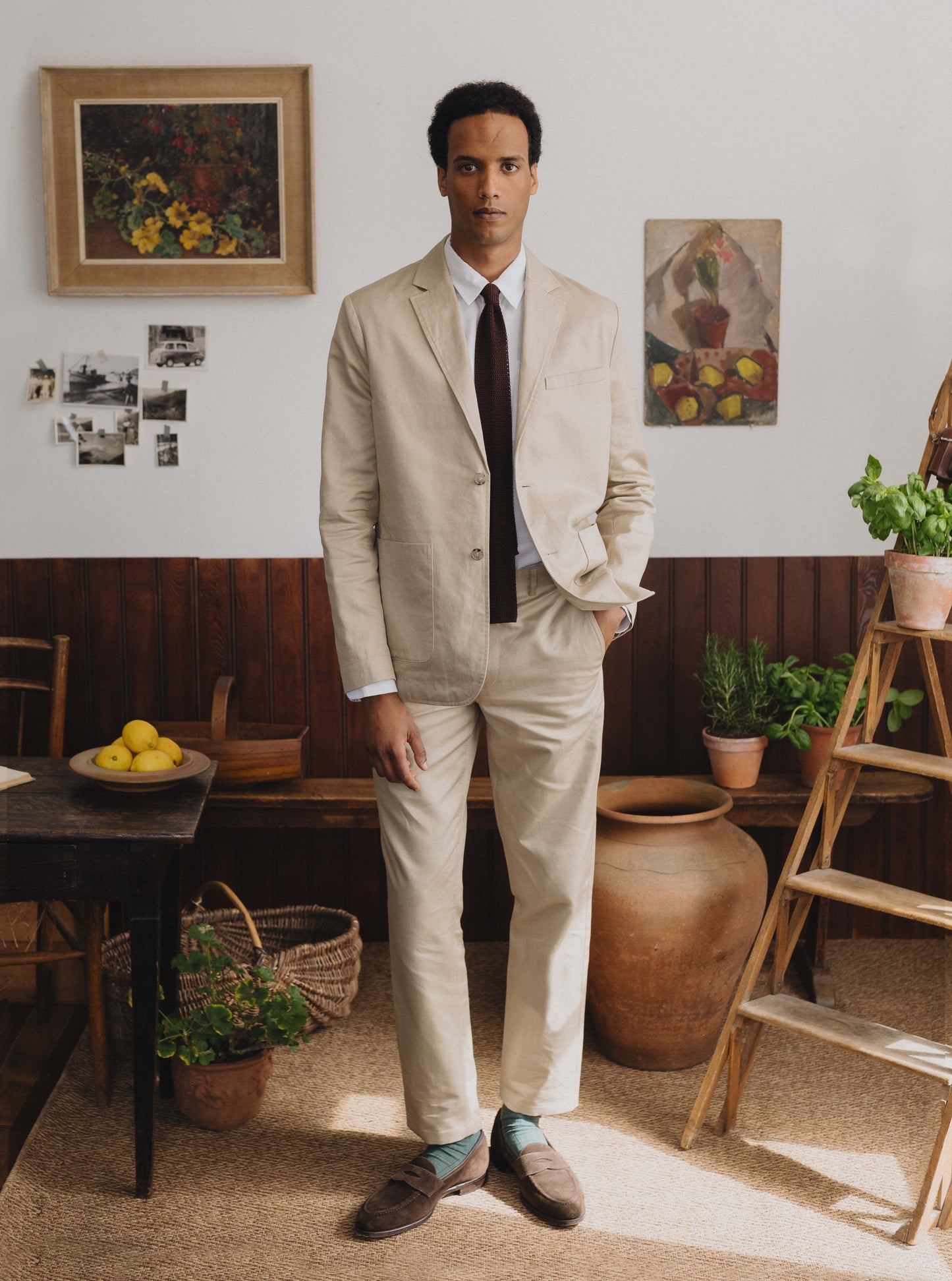 Beige Cotton Linen Suit, Suits - SIRPLUS