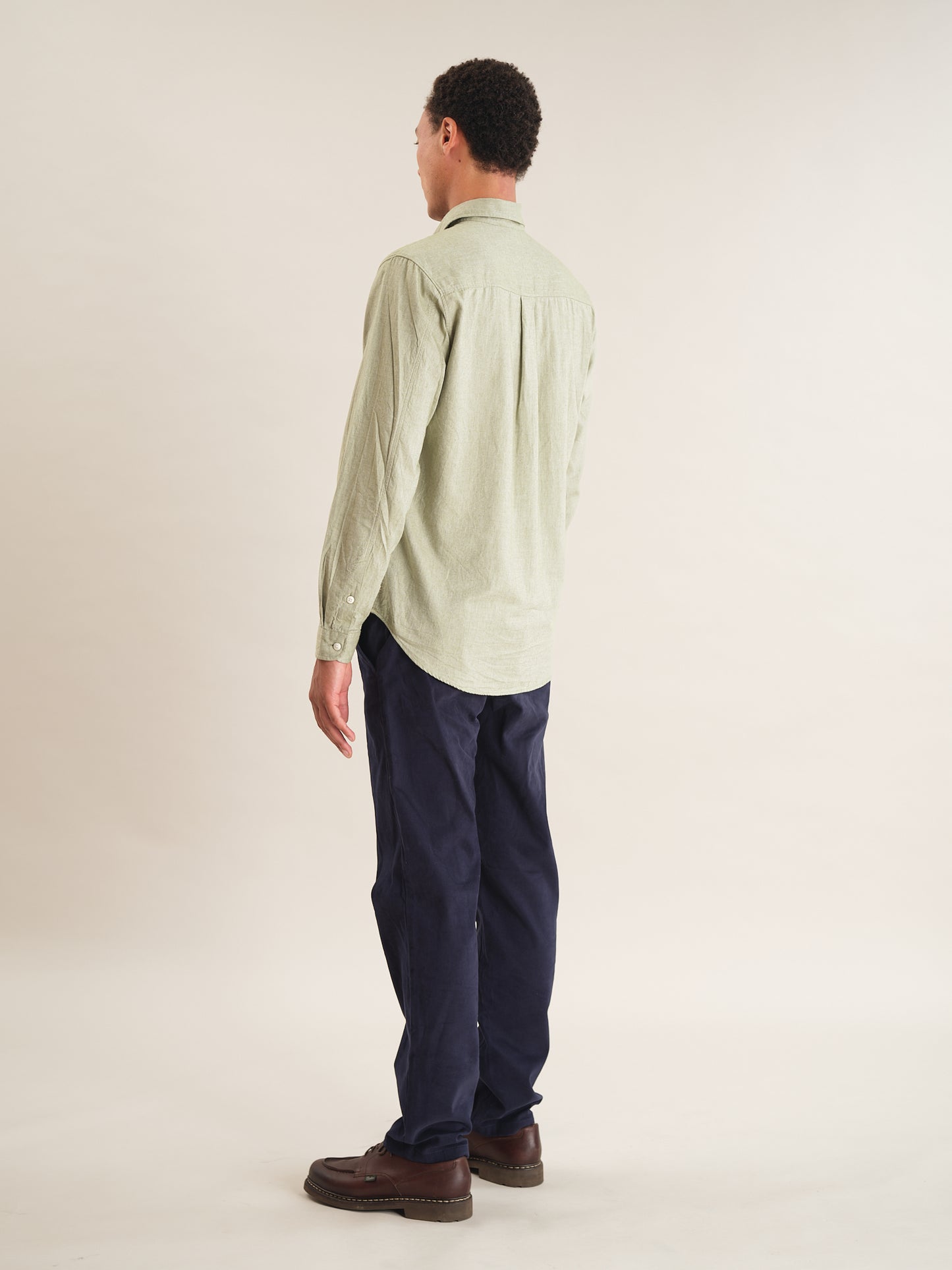 Pistachio Green Cotton Cashmere Shirt, Collar Shirt - SIRPLUS