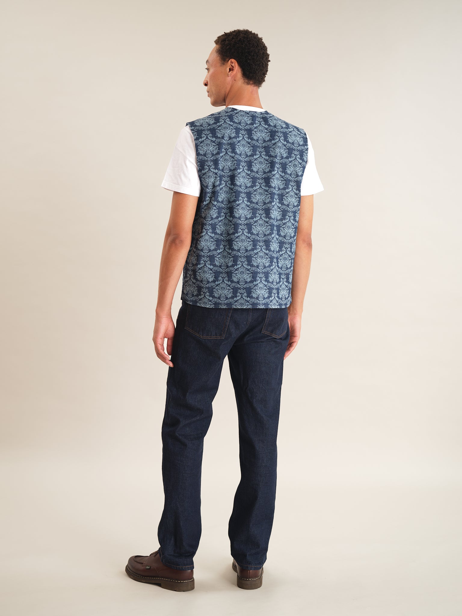 Denim Jacquard Cotton Gilet, Gilet - SIRPLUS