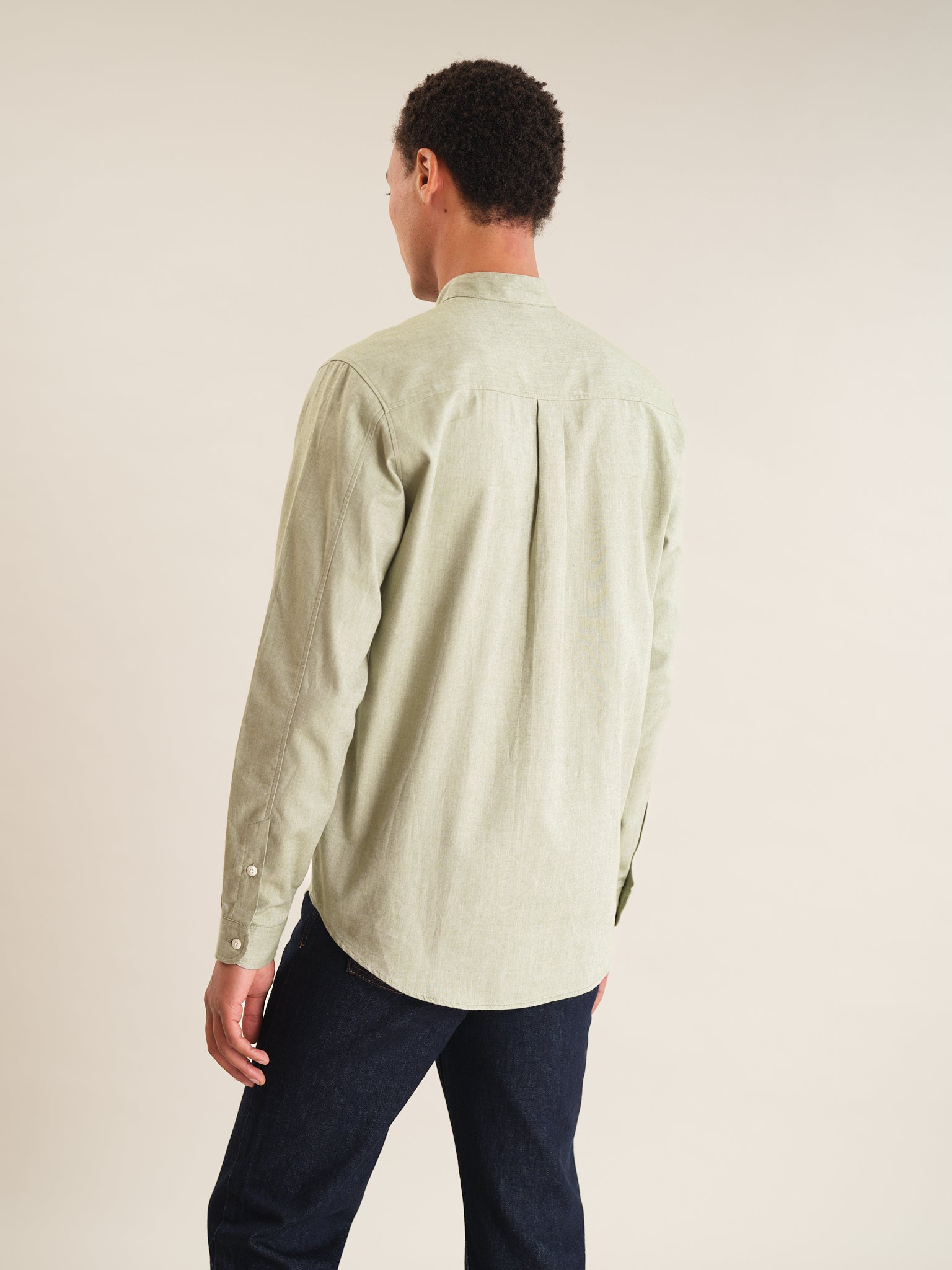 Pistachio Cotton Cashmere Grandad Shirt, Grandad Shirt - SIRPLUS