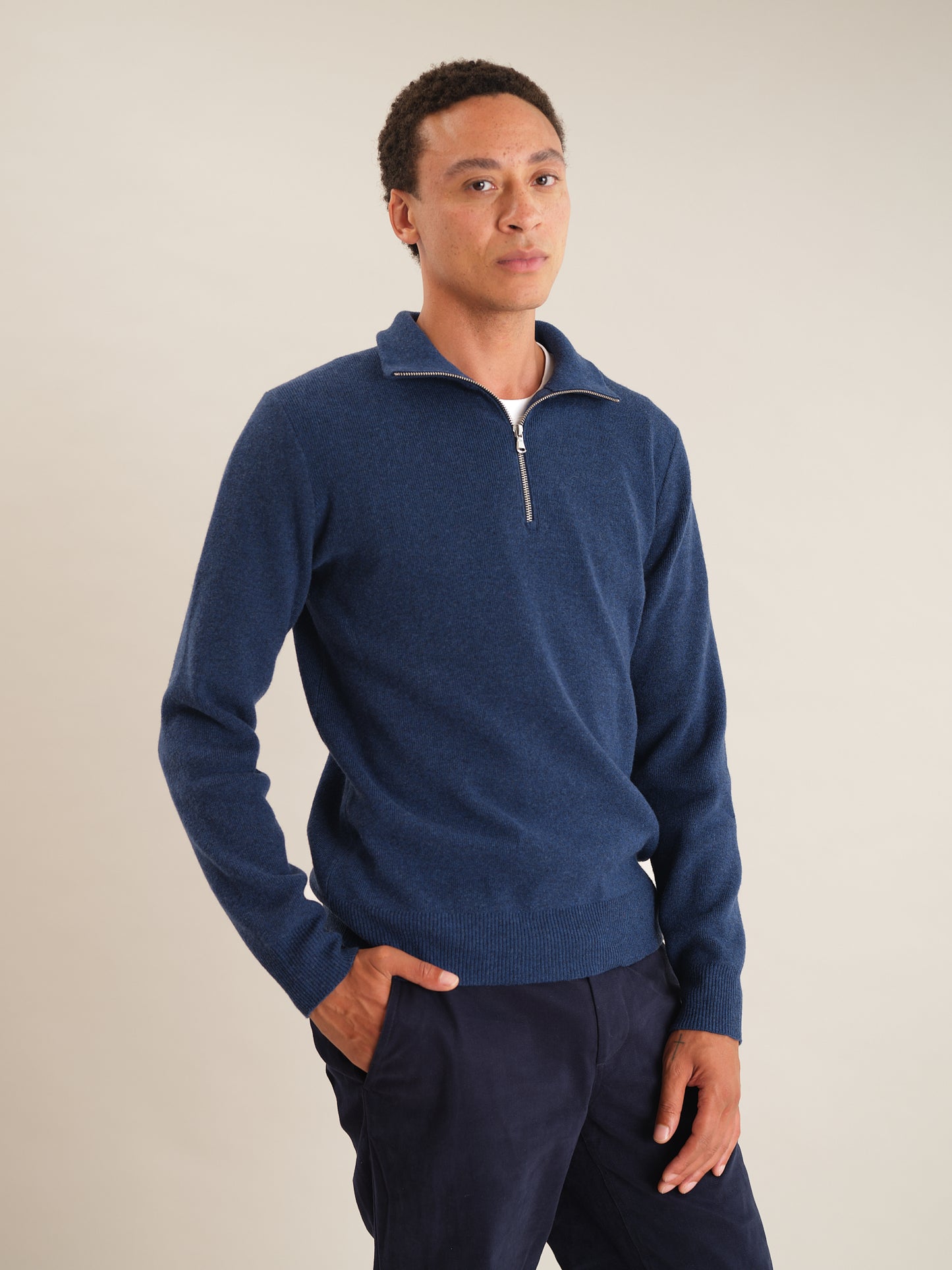 Ink Blue Merino Half Zip Jumper, Half Zip Jumper - SIRPLUS