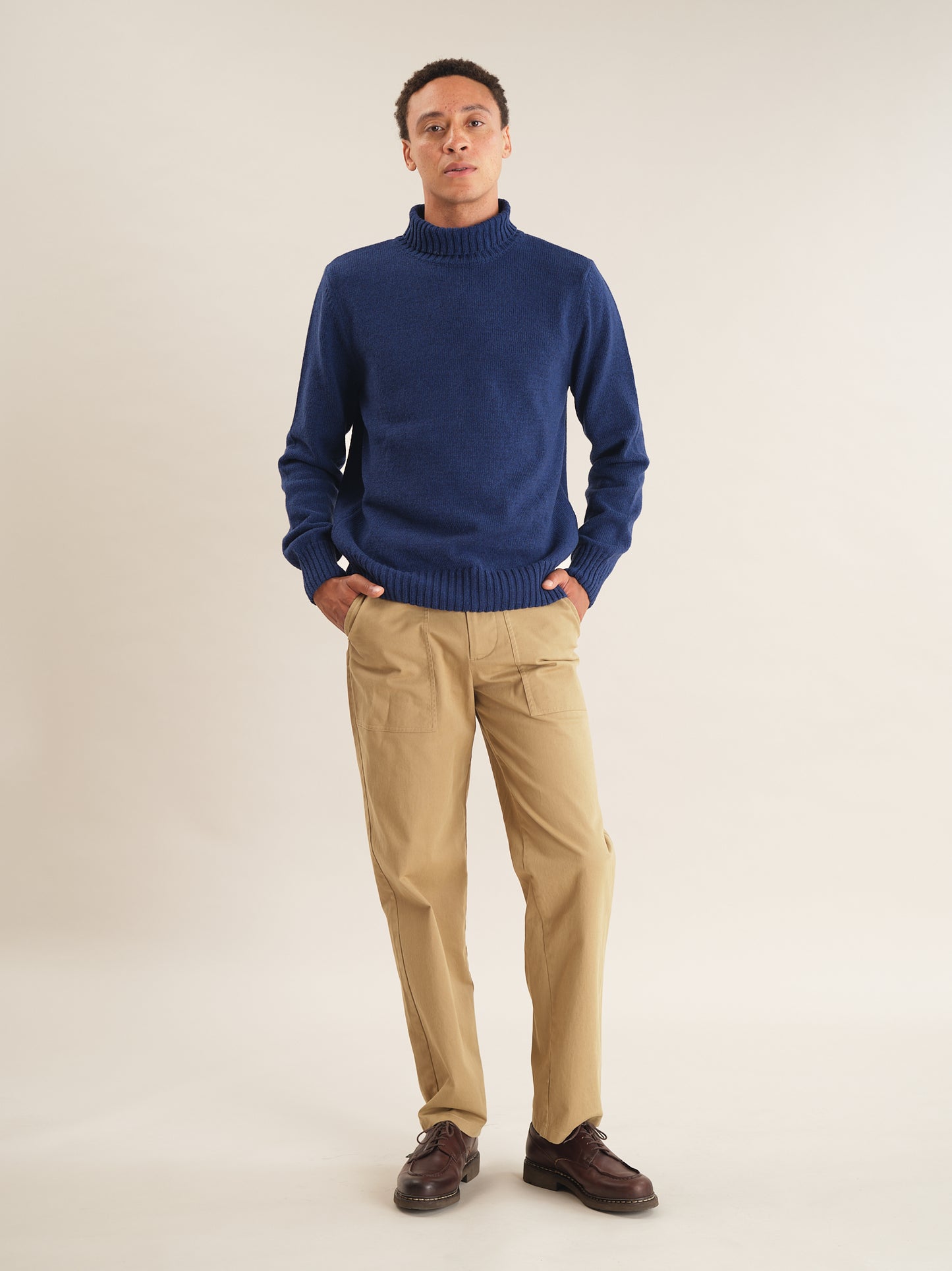 Marine Blue Melange Roll Neck Jumper, Roll Neck Jumper - SIRPLUS