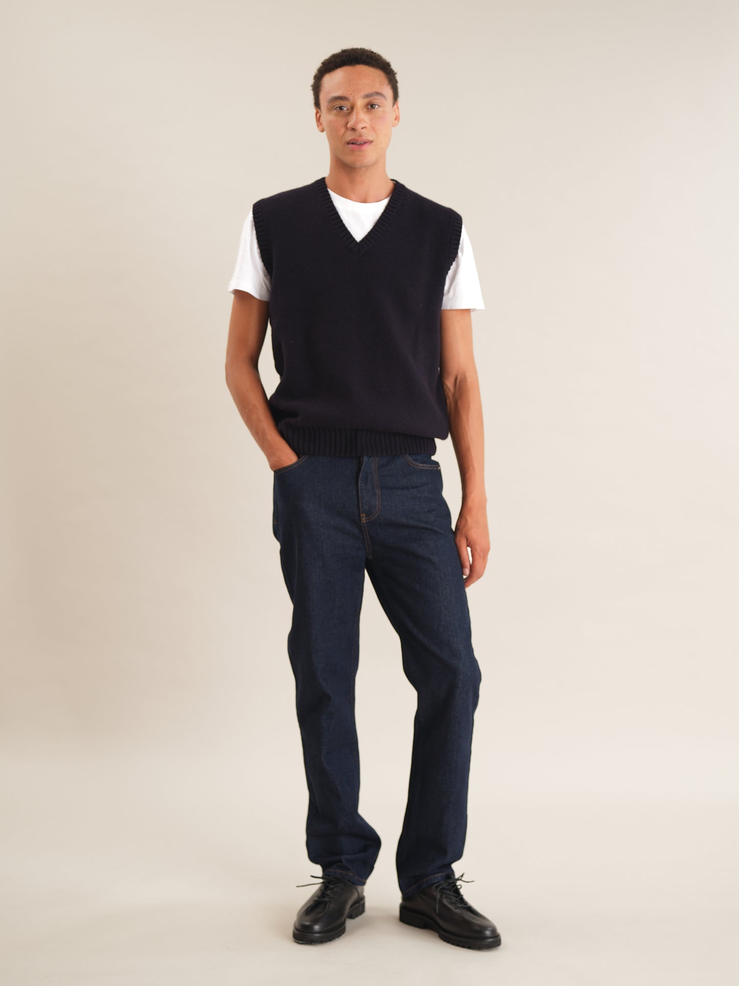 Ink Navy Lambswool Vest, Knit Vest - SIRPLUS