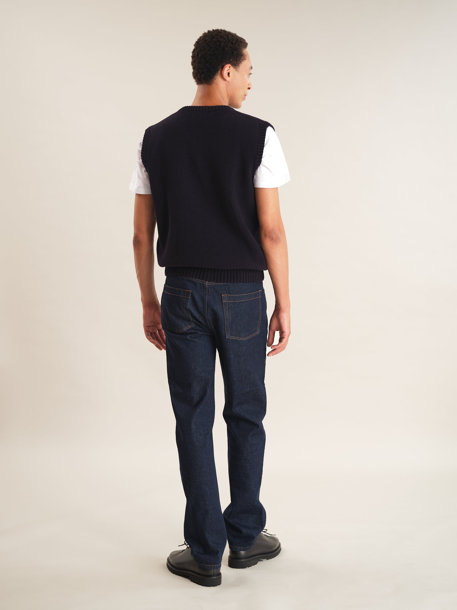 Ink Navy Lambswool Vest, Knit Vest - SIRPLUS