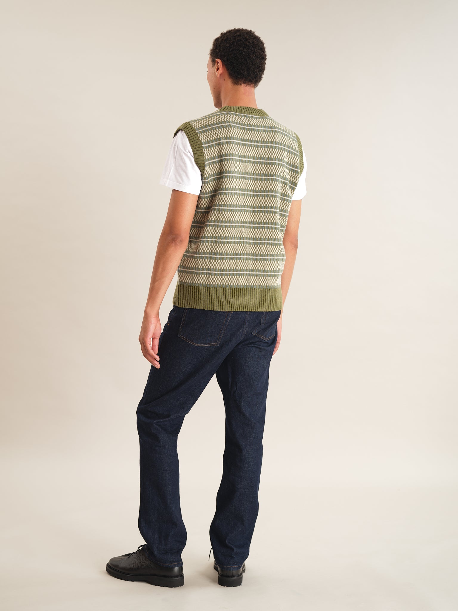 Green Grid Fair-Isle Vest, Knit Vest - SIRPLUS