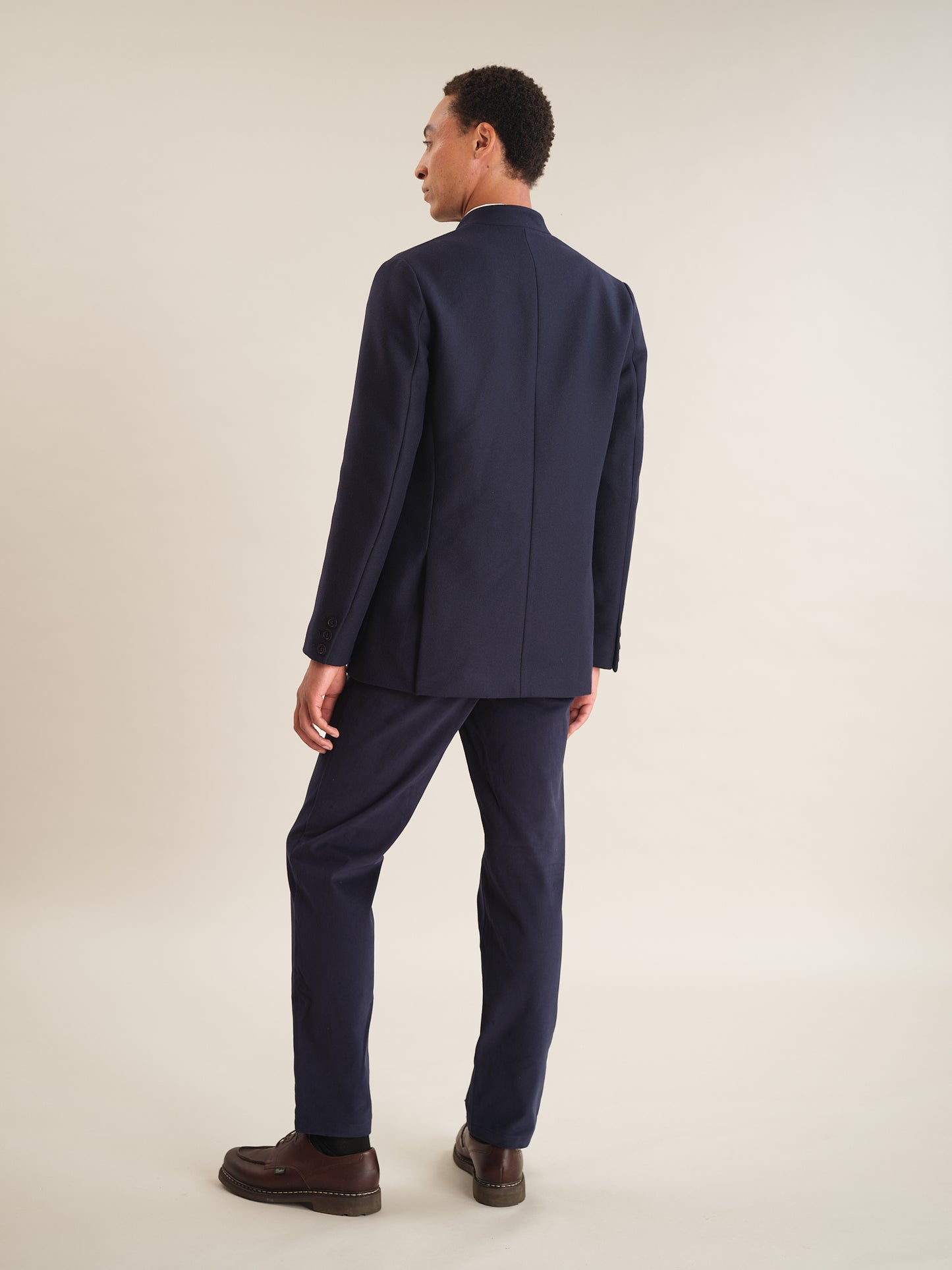 Navy Classic Wool Cashmere Nehru Jacket, Nehru Jacket - SIRPLUS