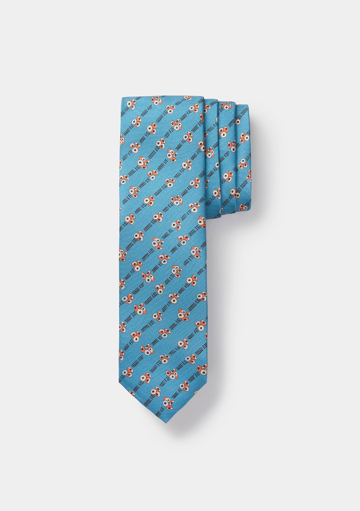 Slate Blue Sprig Print Silk Tie, Tie - SIRPLUS
