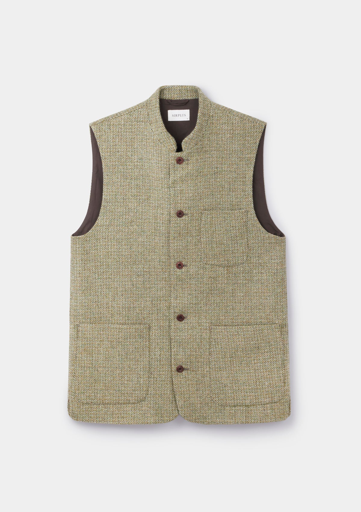 Summer Green Harris Tweed Nehru Waistcoat, Nehru Waistcoat - SIRPLUS