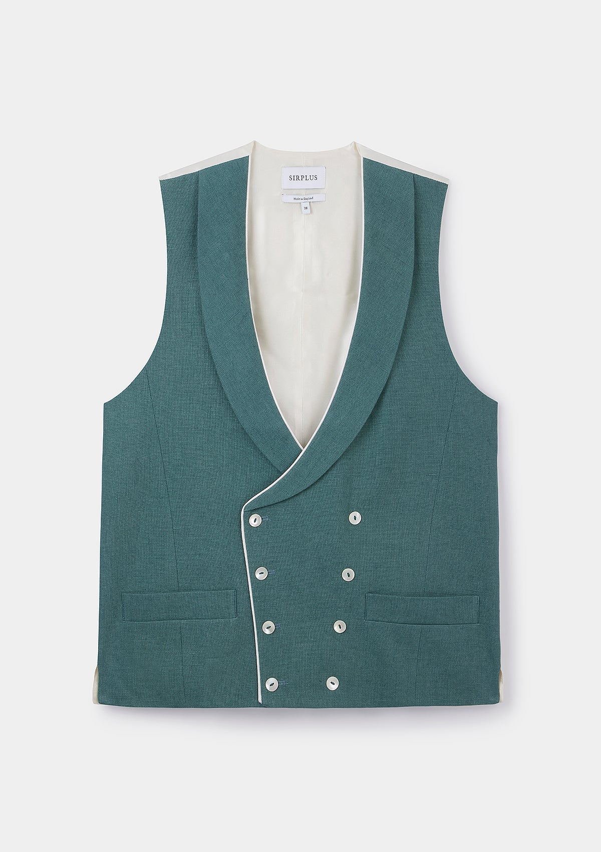 Teal Shawl Lapel Double-Breasted Waistcoat, Double Breasted Waistcoat - SIRPLUS