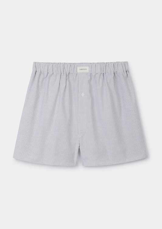 Dove Grey Stripe Cotton Boxer Shorts, Boxer Shorts - SIRPLUS