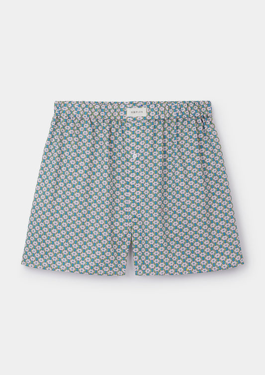 Chartreuse Green Ziggy Daisy Boxer Shorts - Made With Liberty Fabrics, Boxer Shorts - SIRPLUS