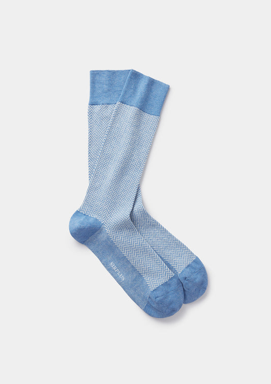 Cornflower Blue Herringbone Socks, Socks - SIRPLUS